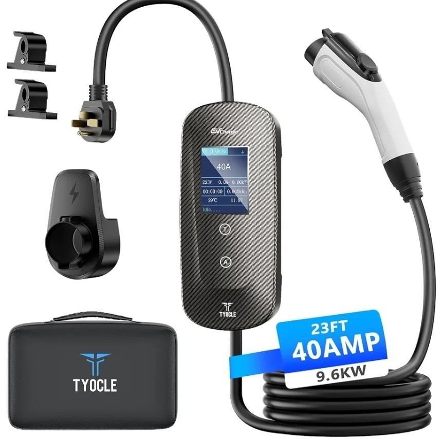 Tyocle Level 2 EV Charger 40 Amp 9.6kW 23FT J1772 Portable Electric Car Station Tyocle Level 2 EV Charger 40 Amp 9.6kW 23FT J1772 Portable Electric Car Station