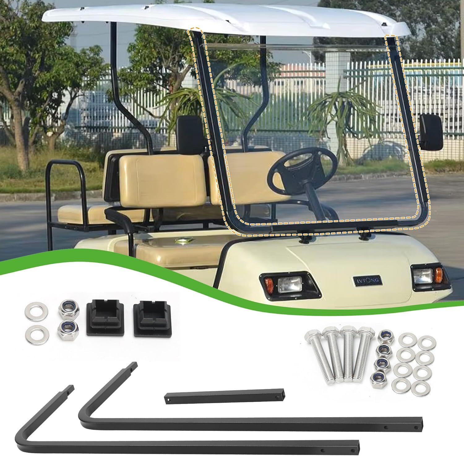 Golf Cart Front Roof Strut Support Brackets for Yamaha G22, Windshield Frame