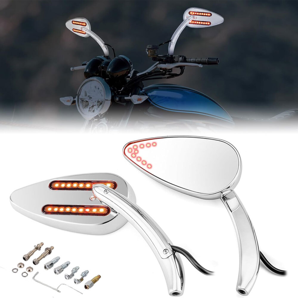 8mm 10mm Motorcycle Mirrors with Brake & Turn Signal Rear LED Mirror Teardrop 8mm 10mm Motorcycle Mirrors with Brake & Turn Signal Rear LED Mirror Teardrop