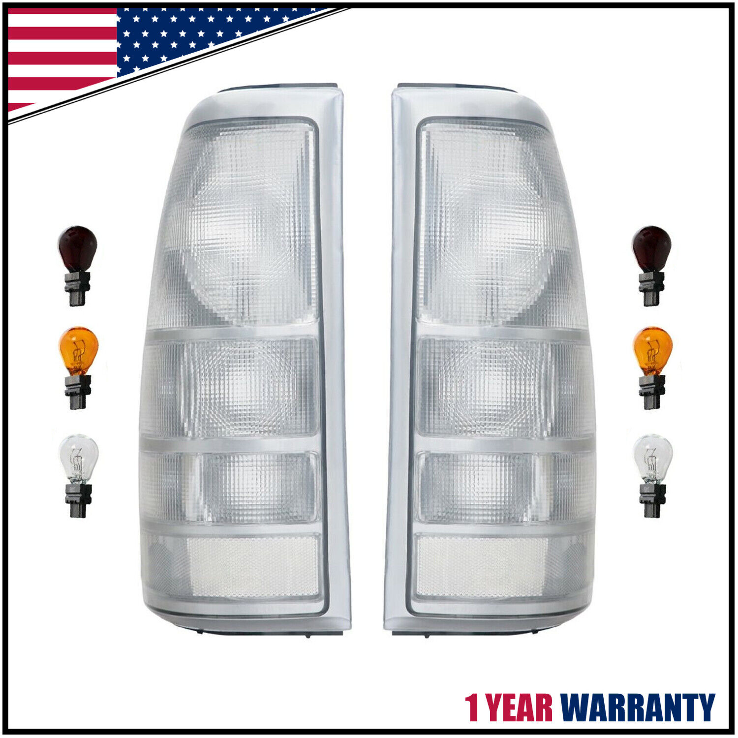 RARE All Clear Euro Rear Tail Light Set For 99-02 Chevy Silverado Pickup Truck