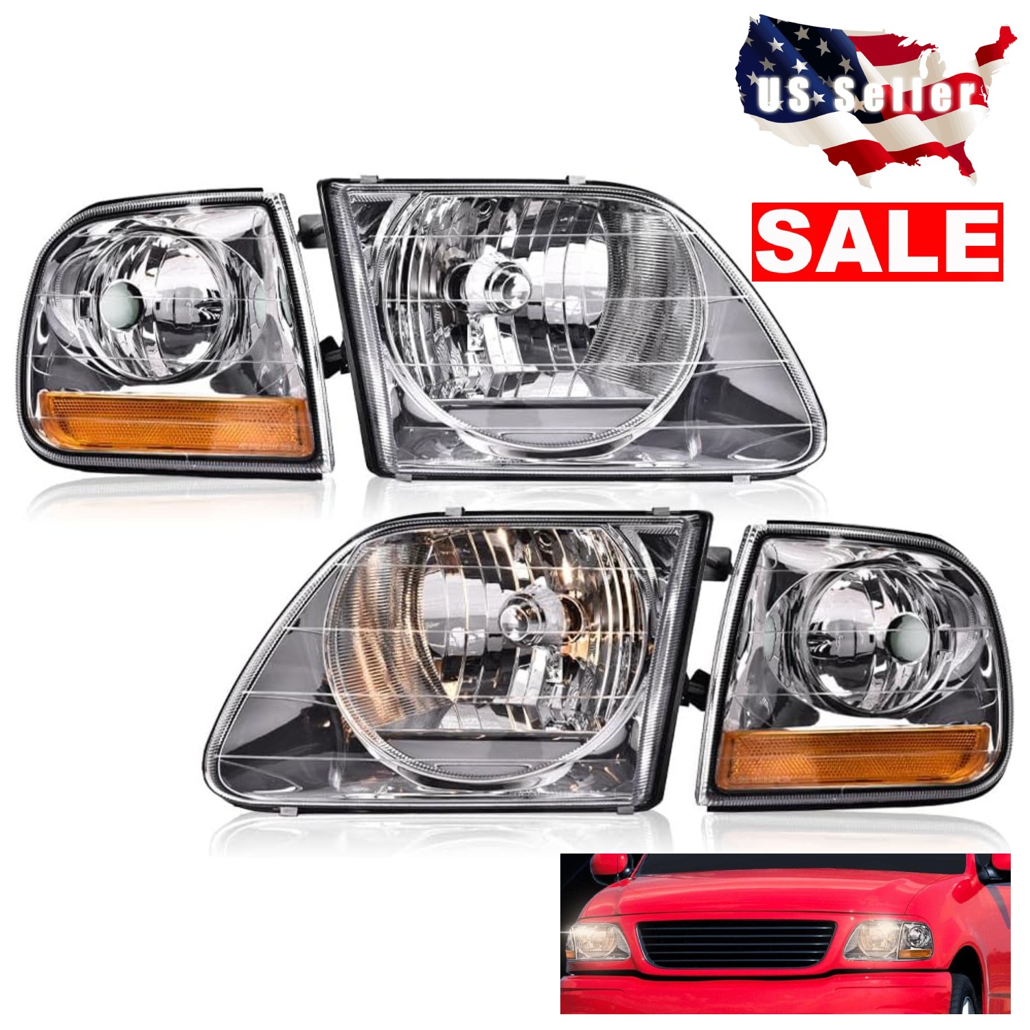 2 Faros Delanteros Con Bombillas Para Ford F150 1998 1999 2000 2001 2002 2003 US 2 Faros Delanteros Con Bombillas Para Ford F150 1998 1999 2000 2001 2002 2003 US