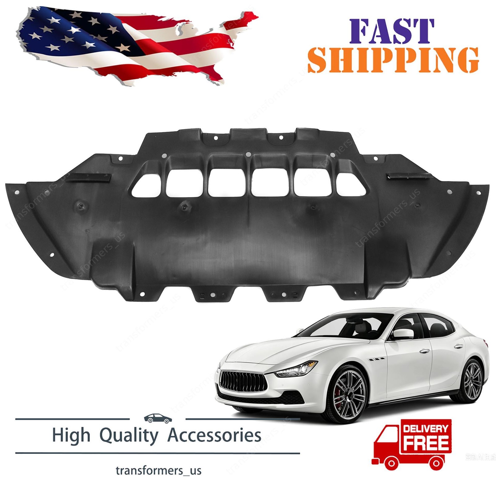 For Maserati Ghibli M157 2014-2023 Front Underbody Shield Panel Black 670001748