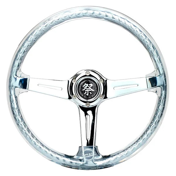 Steering Wheel 3-Spoke Matsuri Clear Acrylic Reinforced Steering Wheel w Twisted