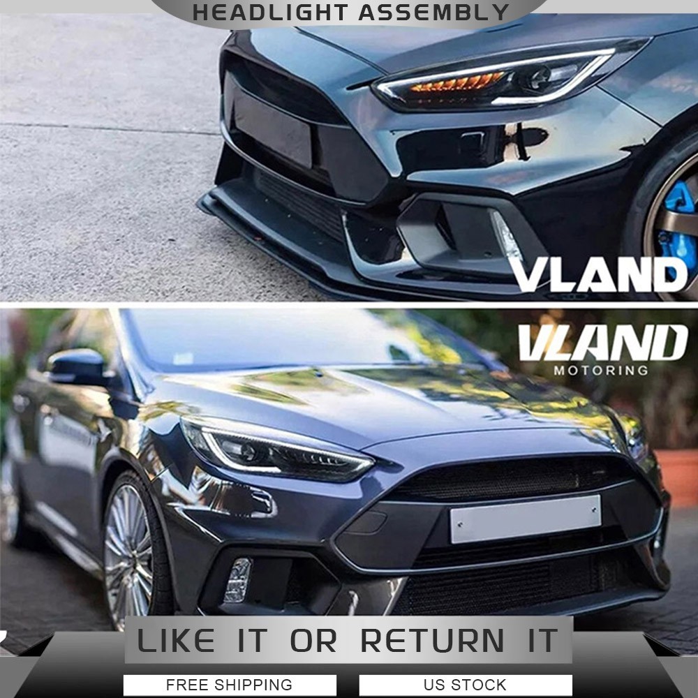 For 2015-2018 Ford Focus LED Projector Headlights Black Front Lamps W/Sequential For 2015-2018 Ford Focus LED Projector Headlights Black Front Lamps W/Sequential