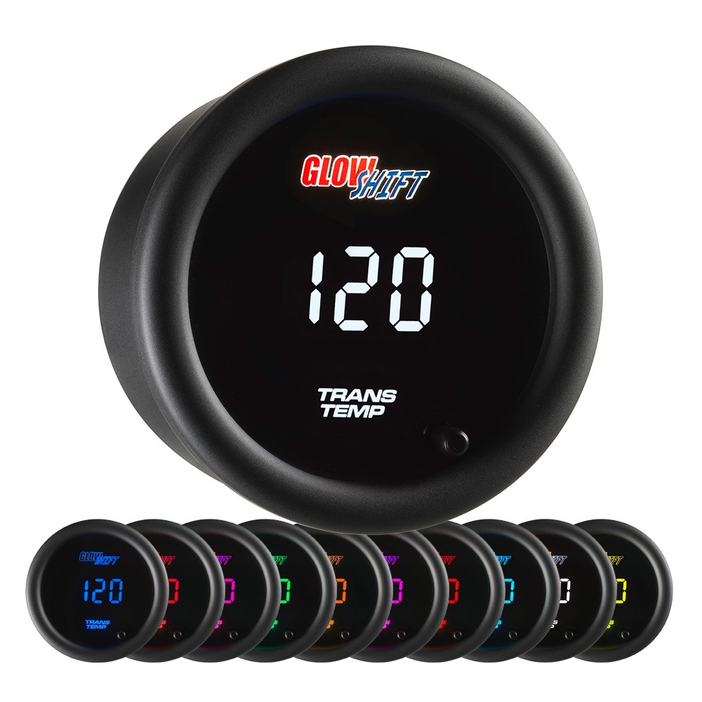 GlowShift Digital Transmission Trans Temp Gauge Kit w/ Sensor, 10 Color