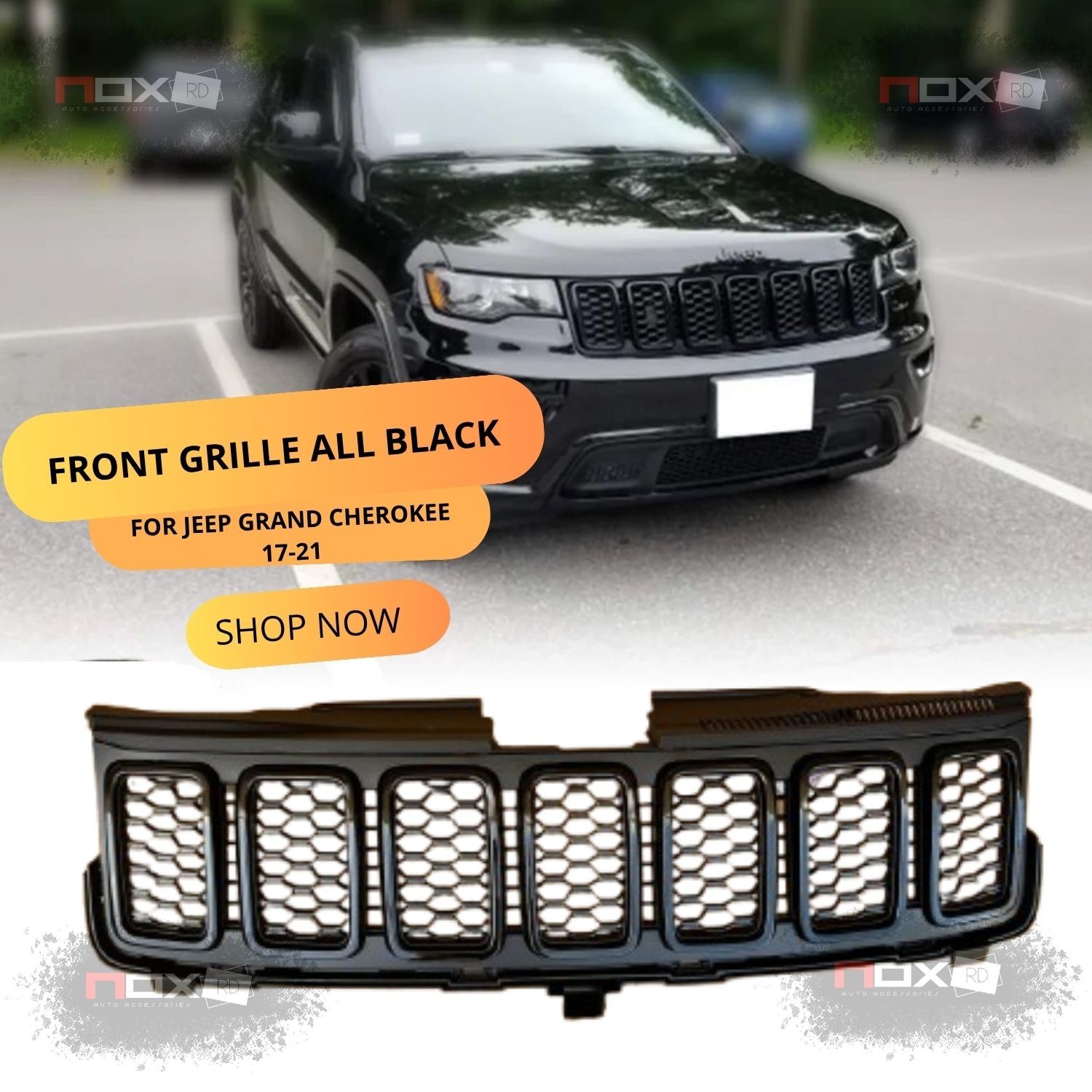 2017-2021 Jeep Grand Cherokee Front Upper Grille Black 68258419AC