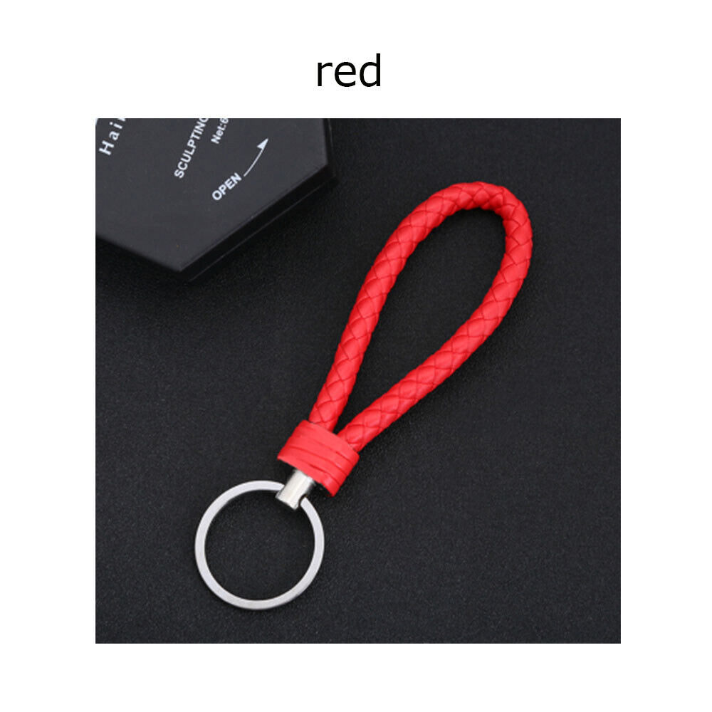 Braided Faux Leather Strap Keyring  Colour Car Key Chain Fob Lanyard Keychain