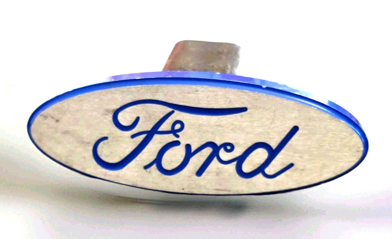 Super Rare Color Variant 1960s Ford Engraved Script Emblem Oval, Brushed Chrome Super Rare Color Variant 1960s Ford Engraved Script Emblem Oval, Brushed Chrome
