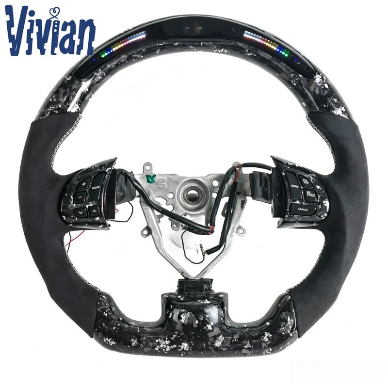 Silver Forged Carbon Fiber LED Steering Wheel Fit for Subaru WRX STI 2015-2022
