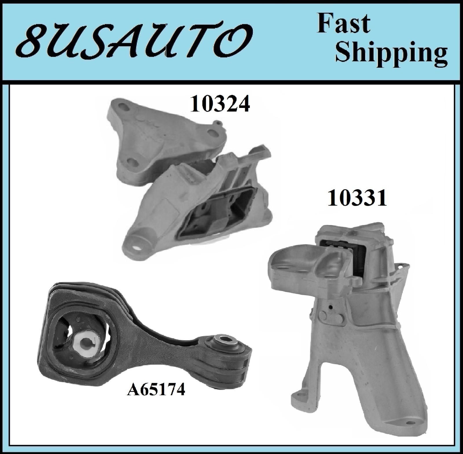 3PCS MOTOR & TRANS MOUNT FIT 2022-2024 HONDA CIVIC 2.0L HATCHBACK, NAT.ASP - AT