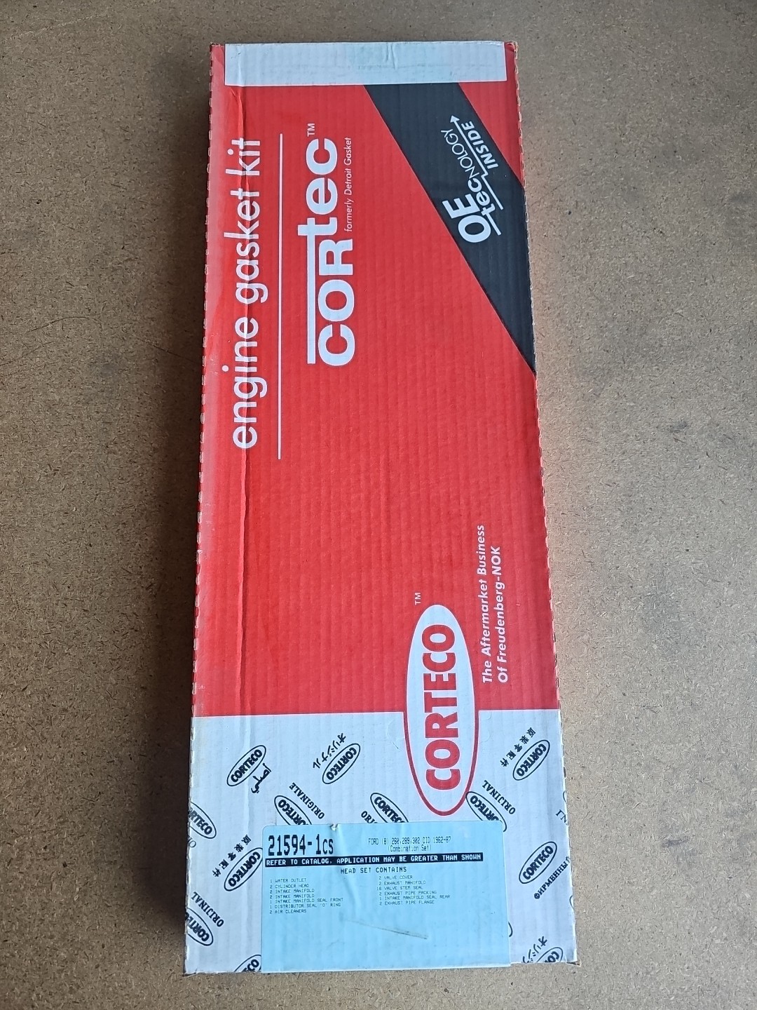 Corteco 21594-1CS Head Gasket Set Ford 260 289 302 V8 1962-67 NOS Sealed Vintage