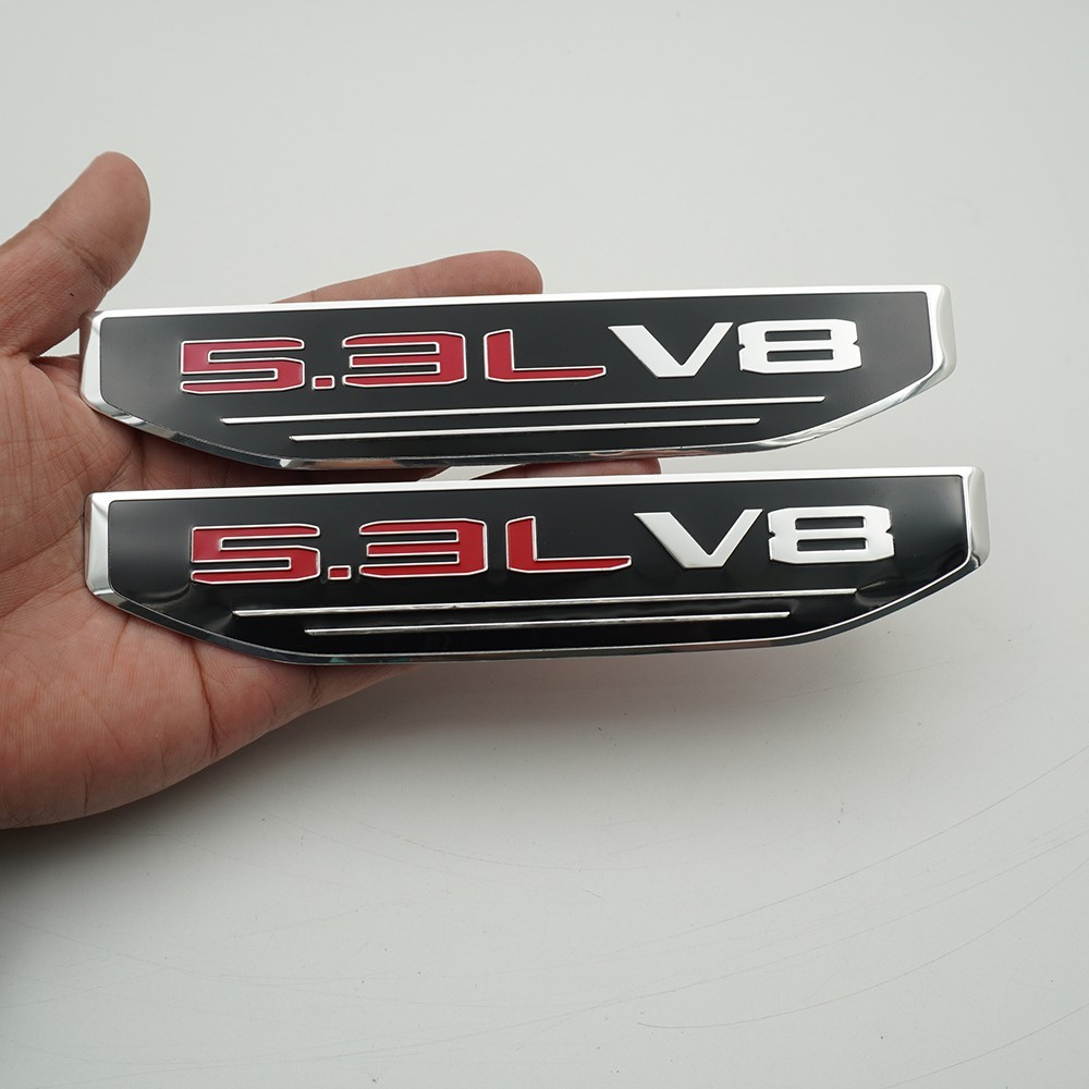 For 2019-2026 5.3L V8 1500 Insert Side Fender Vent Metal Emblems Pair