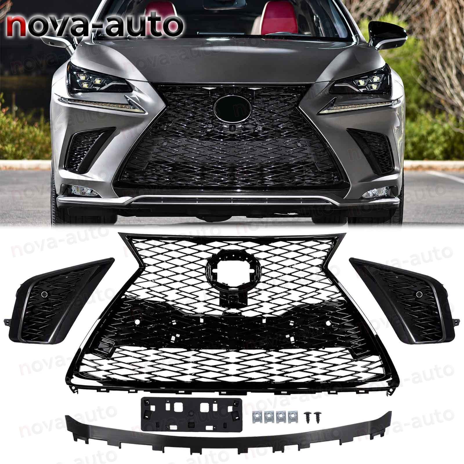 For 2018-2021 Lexus NX300 F Sport Front Grille W/ Trim Bumper Cover Gloss Black
