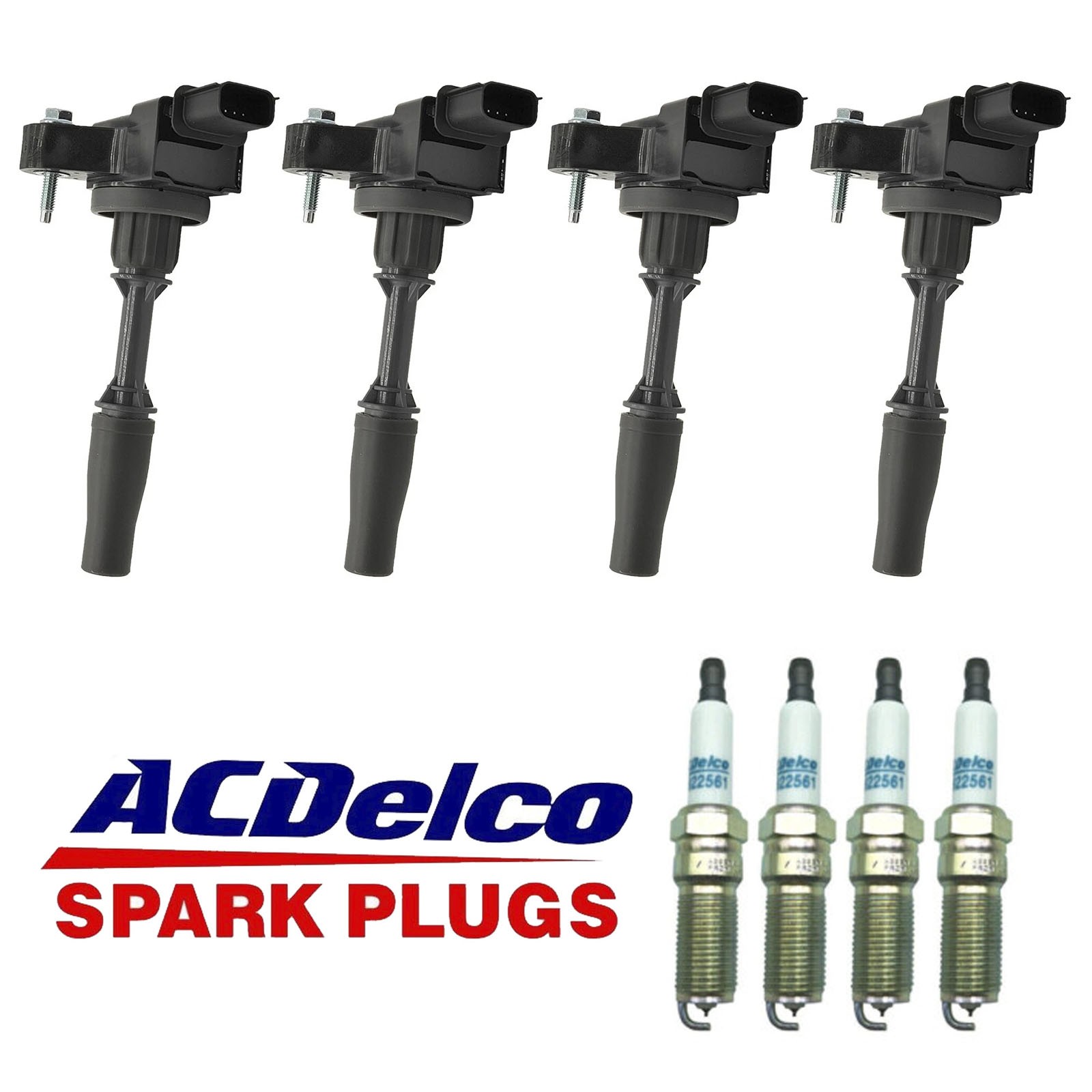 Genuine Ignition Coil x4 & Iridium Spark Plug x4 for Buick GMC Cadillac ATS CTS