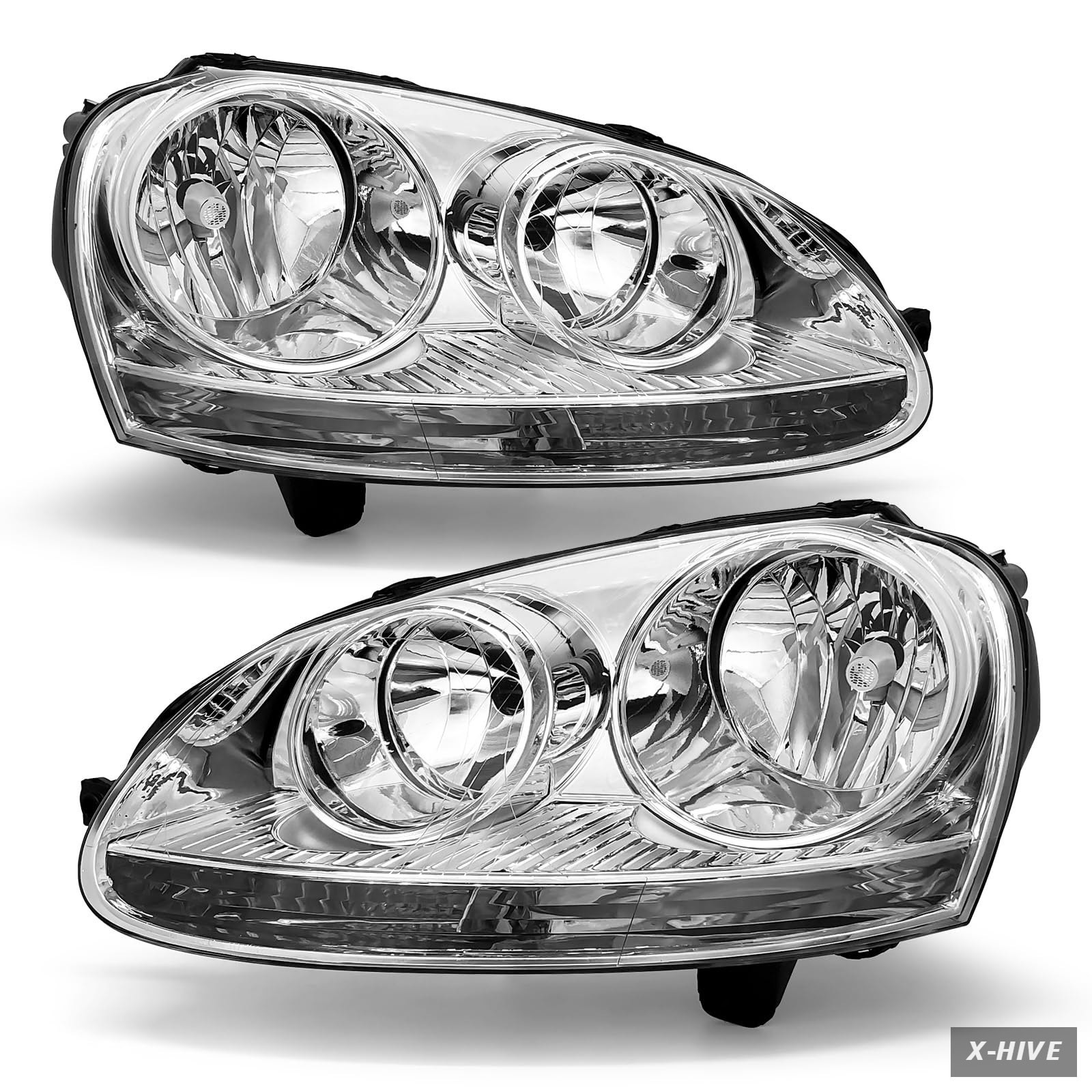 2005-2010 VW Jetta Golf Rabbit Headlight Assembly Chrome Clear Halogen