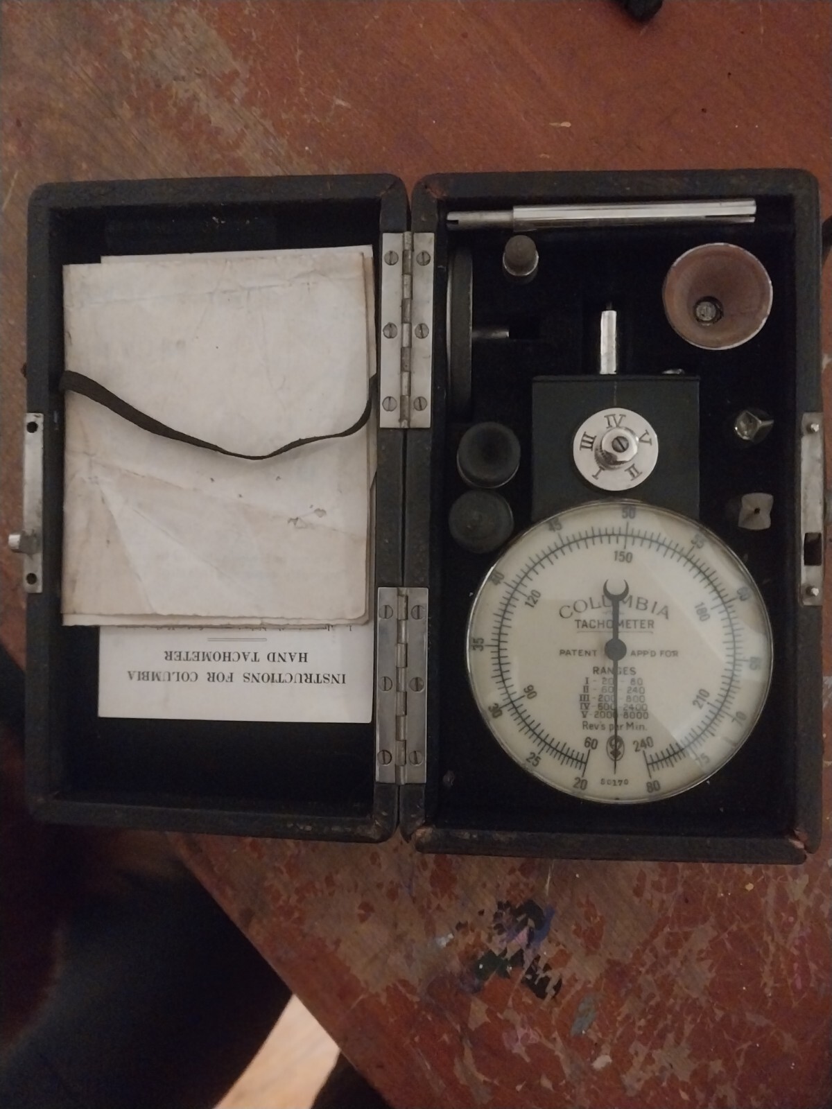 Columbia Vintage Hand Tachometer Early 1900s Columbia Vintage Hand Tachometer Early 1900s