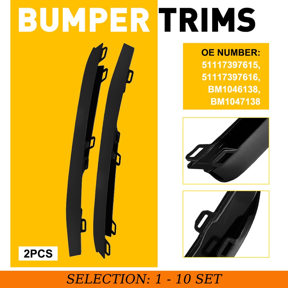 2-20X Fit BMW M3 Base 3.0L 2016 2017 2018 Front Bumper Black Trim Grille Molding