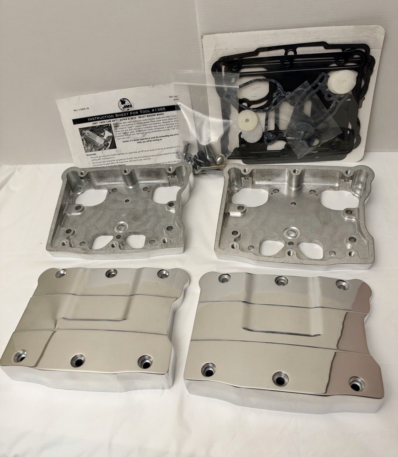 JIMS Billet 1999-2017 TWIN CAM ROCKER BOXES Set Polished 1385P NOS