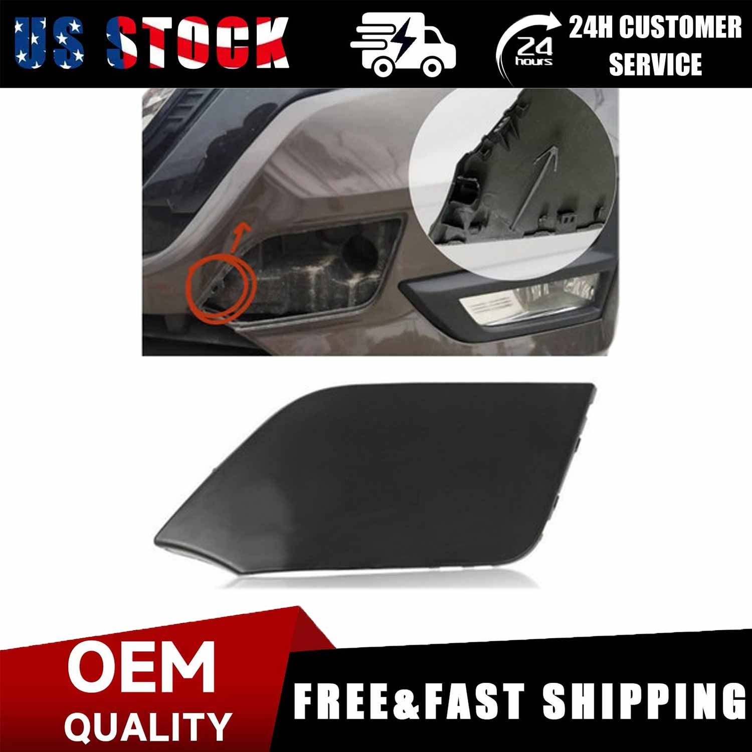OE#622A0-6FL0H Fit 2017-2020 Nissan Rogue Front Bumper Tow Hook Cover Cap