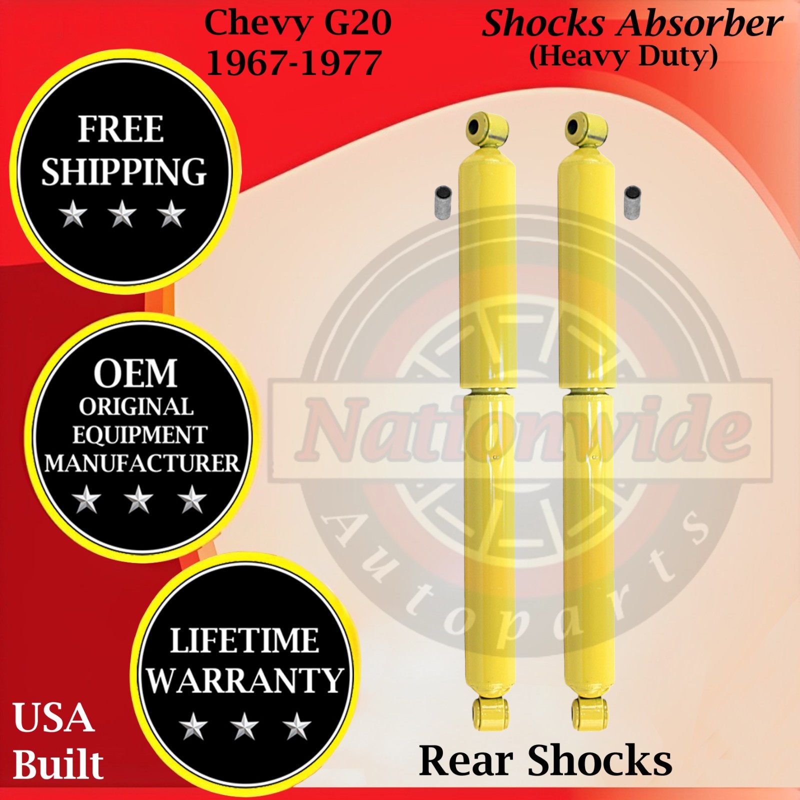Monroe OEM Rear Shocks For 1967-1977 Chevy G20 Lifetime Warranty