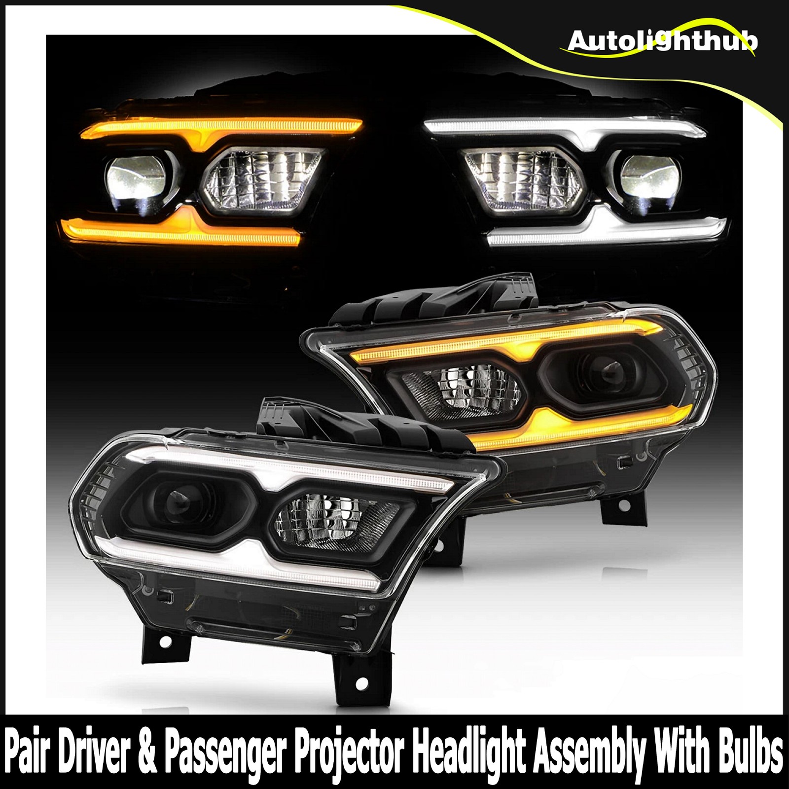 Pair Left Right Full LED DRL Headlights With Bulbs For Dodge Durango 2021-2025