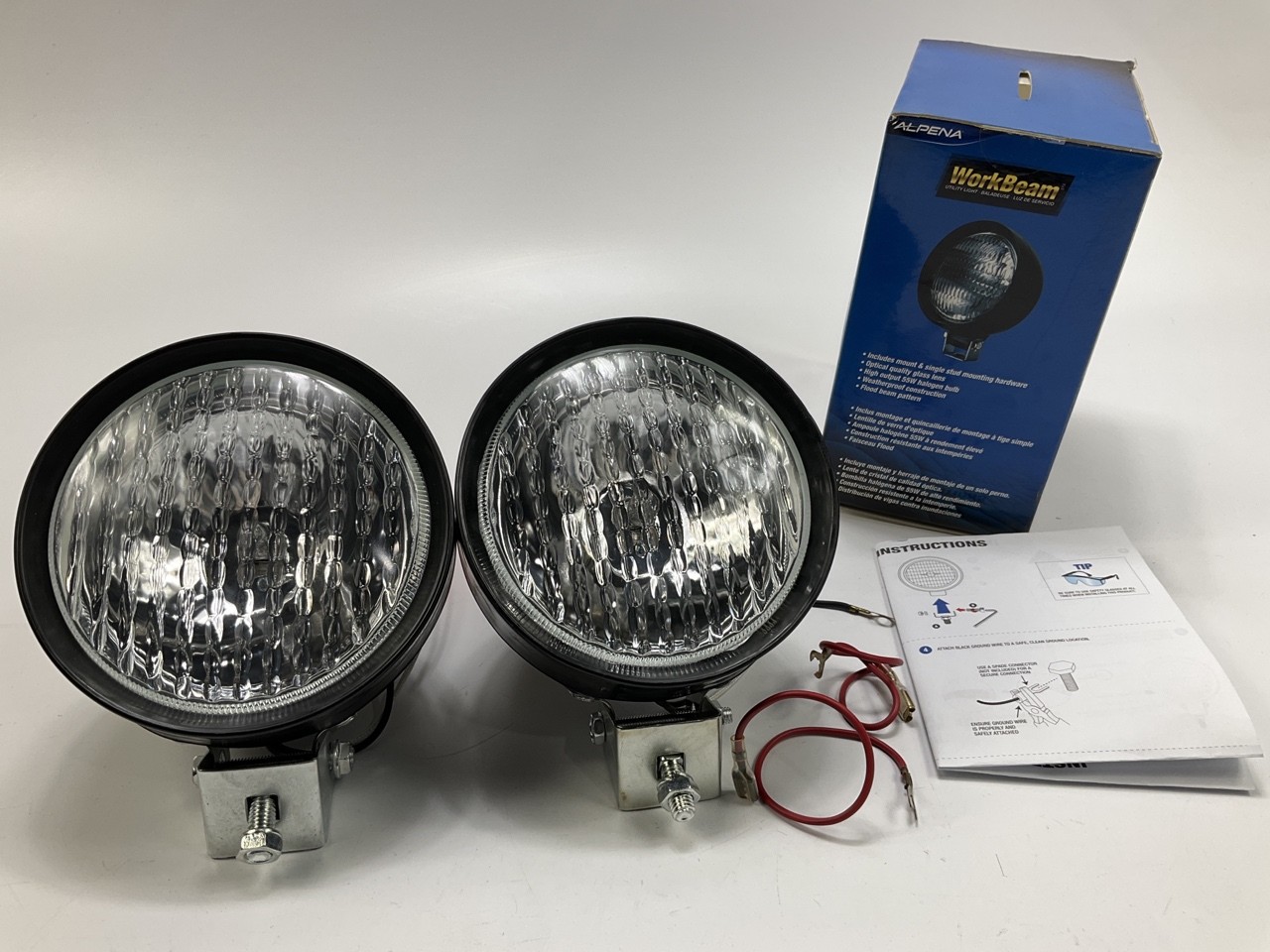 (2) Alpena 70213 WorkBeam Utility Light Lamps, Halogen Auxiliary Light 12v
