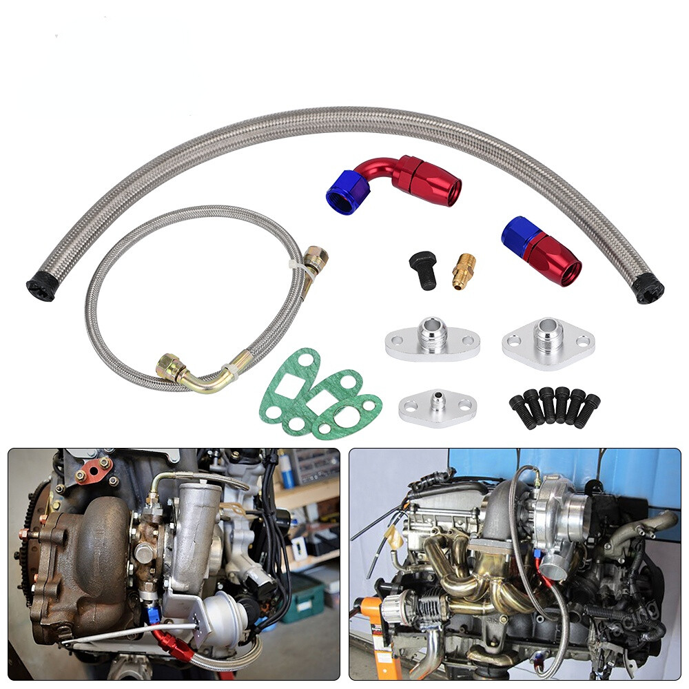 For Toyota Supra 1JZ/2JZ 1JZGTE 2JZGTE Turbo Oil Feed Drain Return Line Kit AN10 For Toyota Supra 1JZ/2JZ 1JZGTE 2JZGTE Turbo Oil Feed Drain Return Line Kit AN10