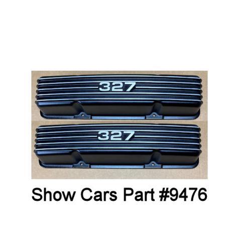 327 ALL 58 -86 SBC SMALL BLOCK CHEVY NEW PAIR FINNED ALUMINUM VALVE COVERS BLACK