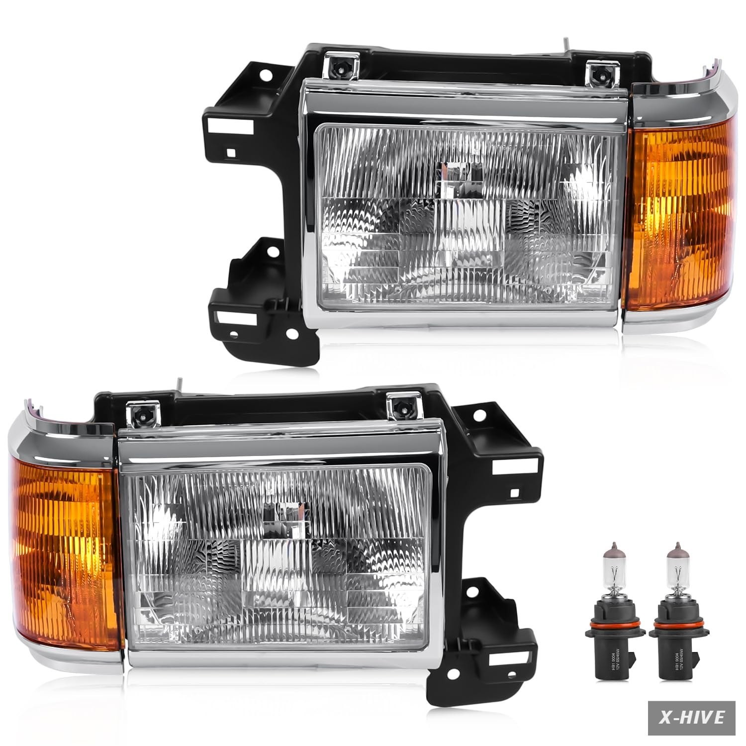 Headlight Assemblies 2 Assembly Compatible Bronco Truck 1987-1991 Halogen