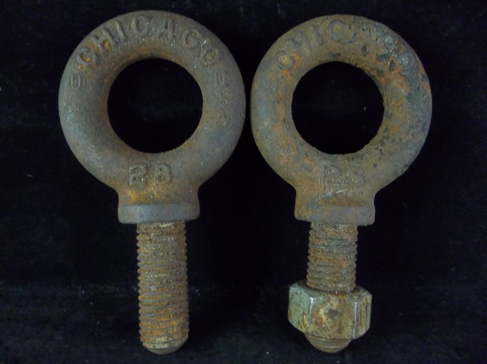 Vintage Antique Chicago 28 Metal Tow Loops Hooks Pair Rat Rod
