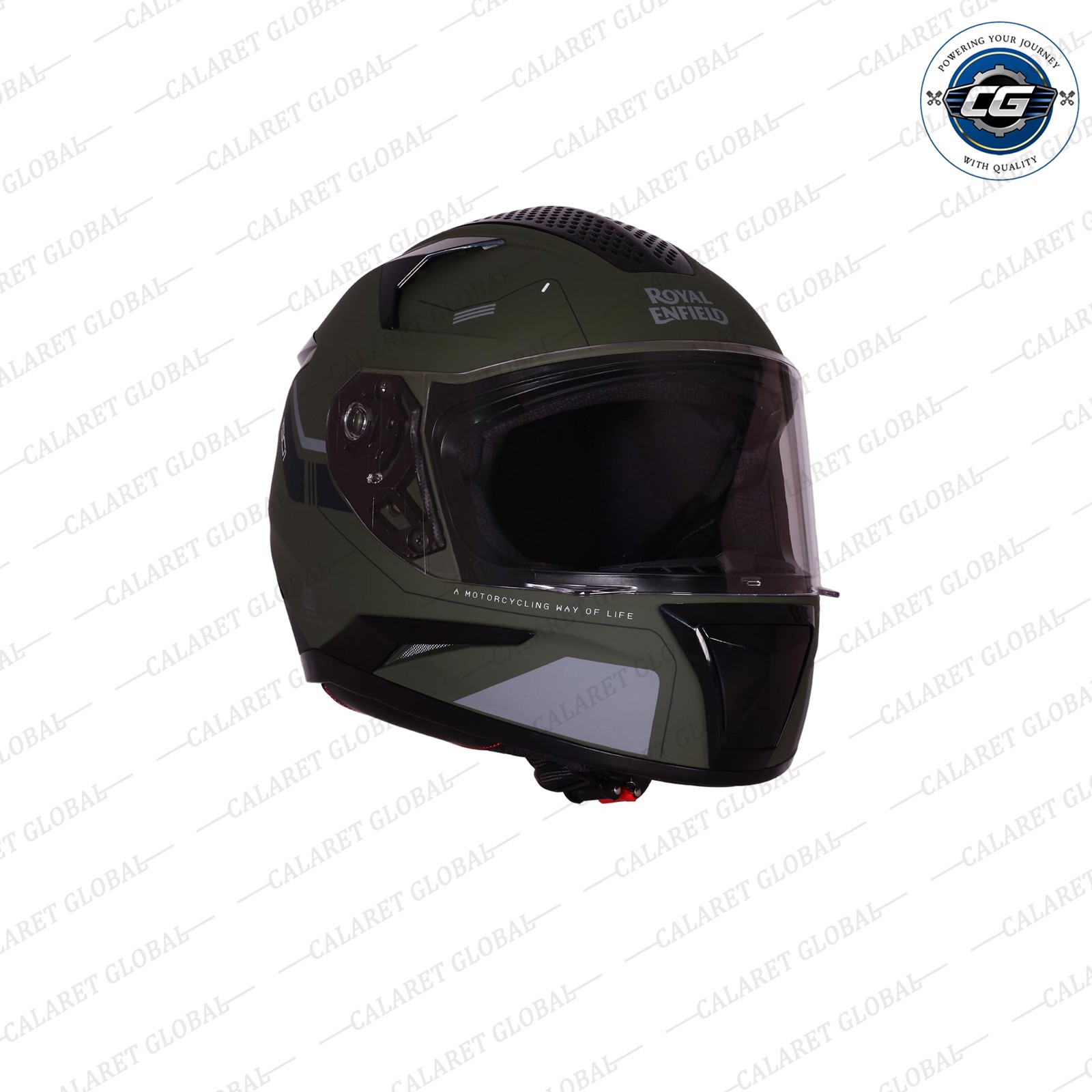 Air-X Ff 1901 Id Helmet Abs Matt Battle Green for Royal Enfield Rider L 60 Cm