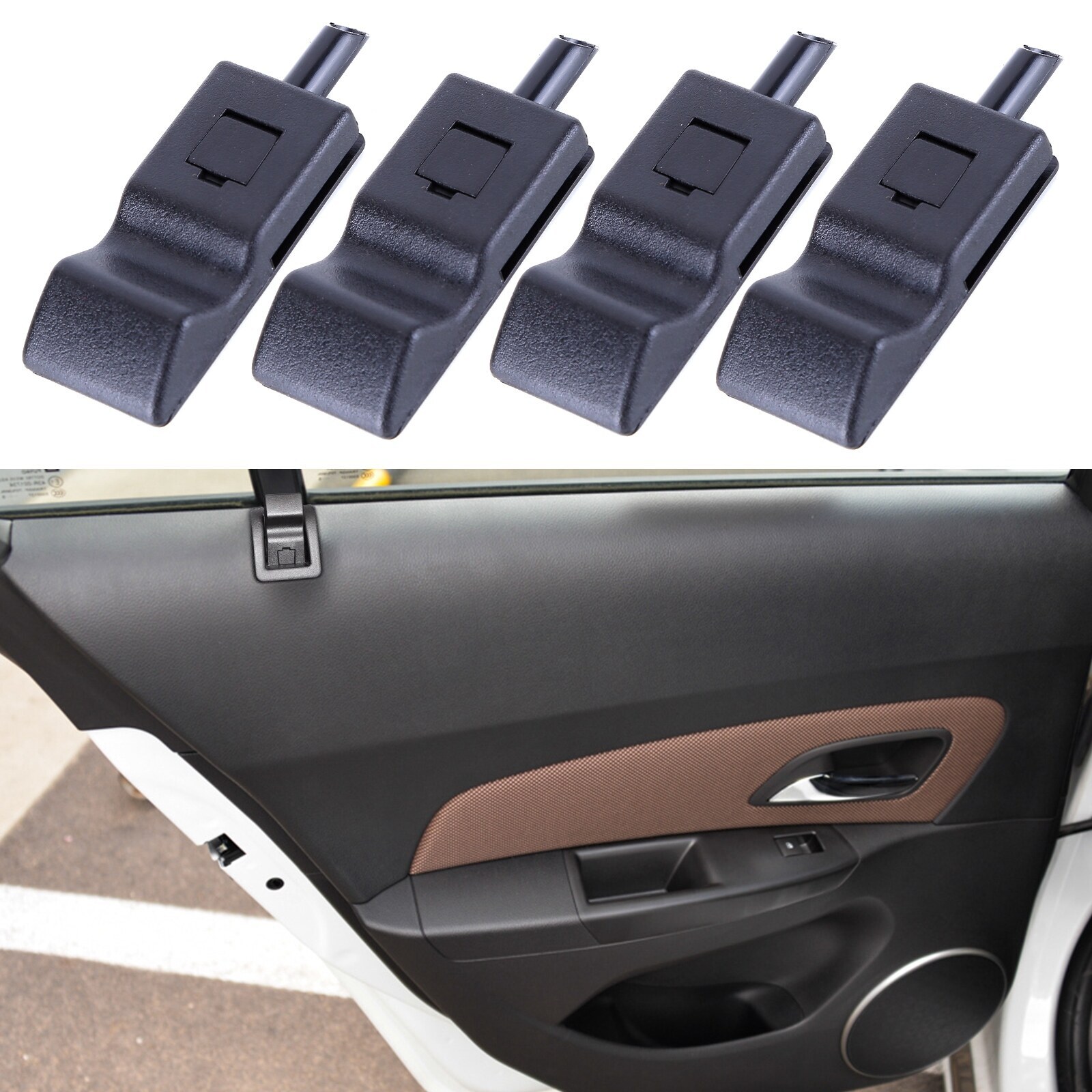 4PCS Door Lock Knobs Front/Rear Ebony For Chevy/GMC Silverado/Sierra 2007-2013