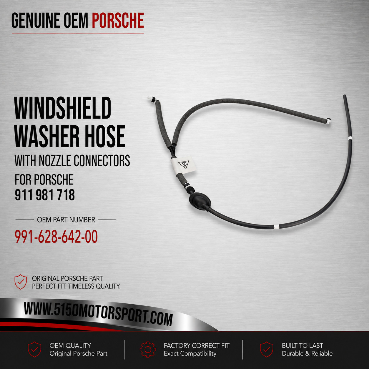 Porsche 911 981 718 Windshield Washer Hose with Nozzle Connectors GENUINE