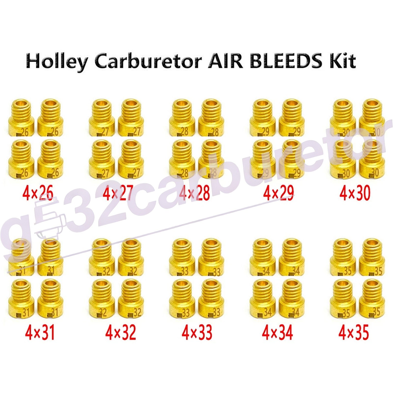 40 PACK For Holley Carburetor AIR BLEEDS Assortment Kit .026 in.-.035 in. -US