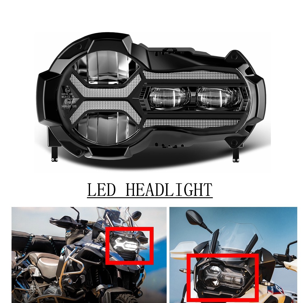 Black E-Mark Front Headlamp DRL Headlight Assembly For BMW R1250GS 2019-2023
