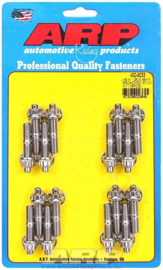 ARP S/S Stud & Nut Kit (16) 8mm x 1.25in x 45mm ARP S/S Stud & Nut Kit (16) 8mm x 1.25in x 45mm