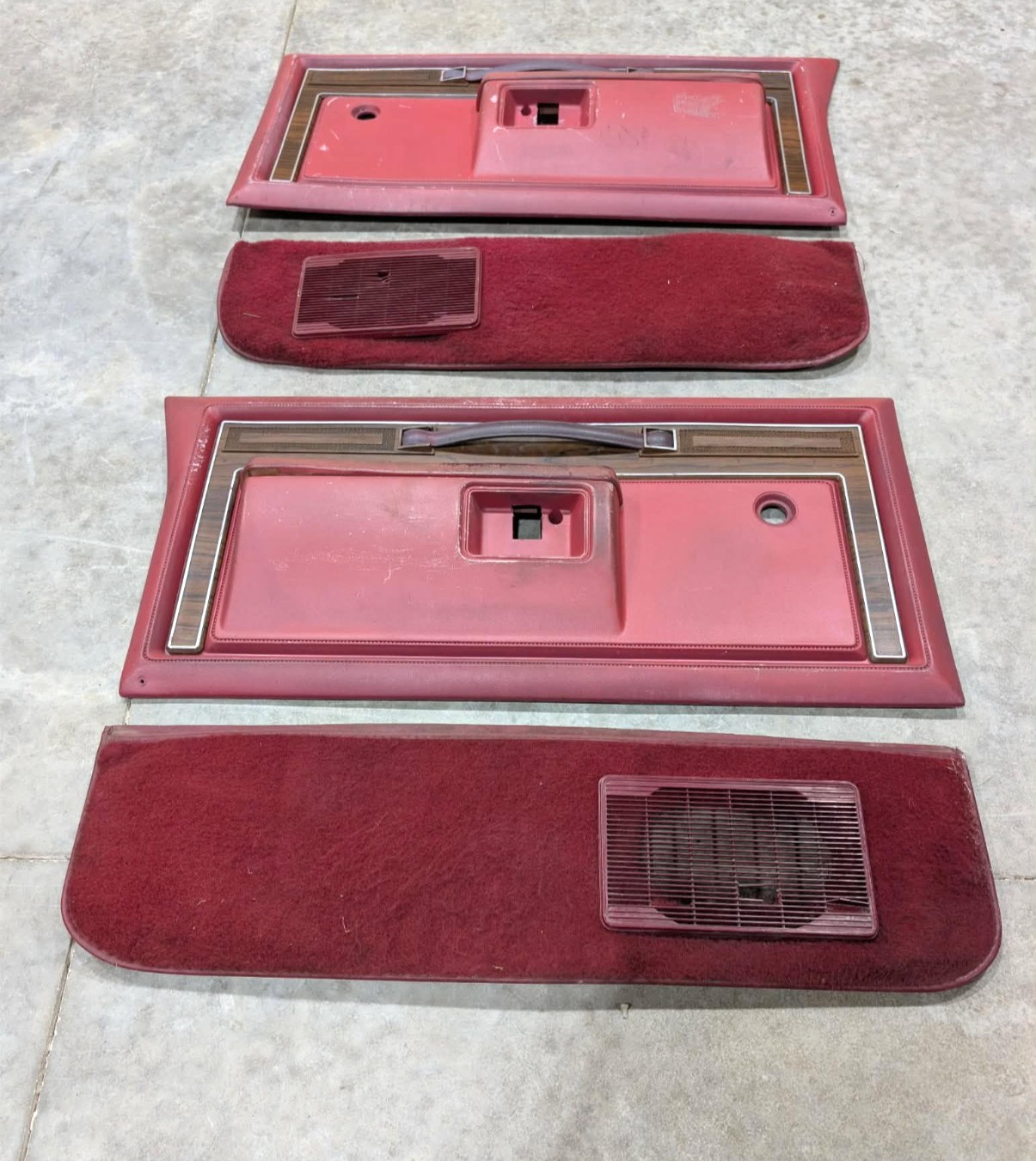 81-93 Dodge Ram Ramcharger D100 Left LH Right RH Door Panel Set Red OEM