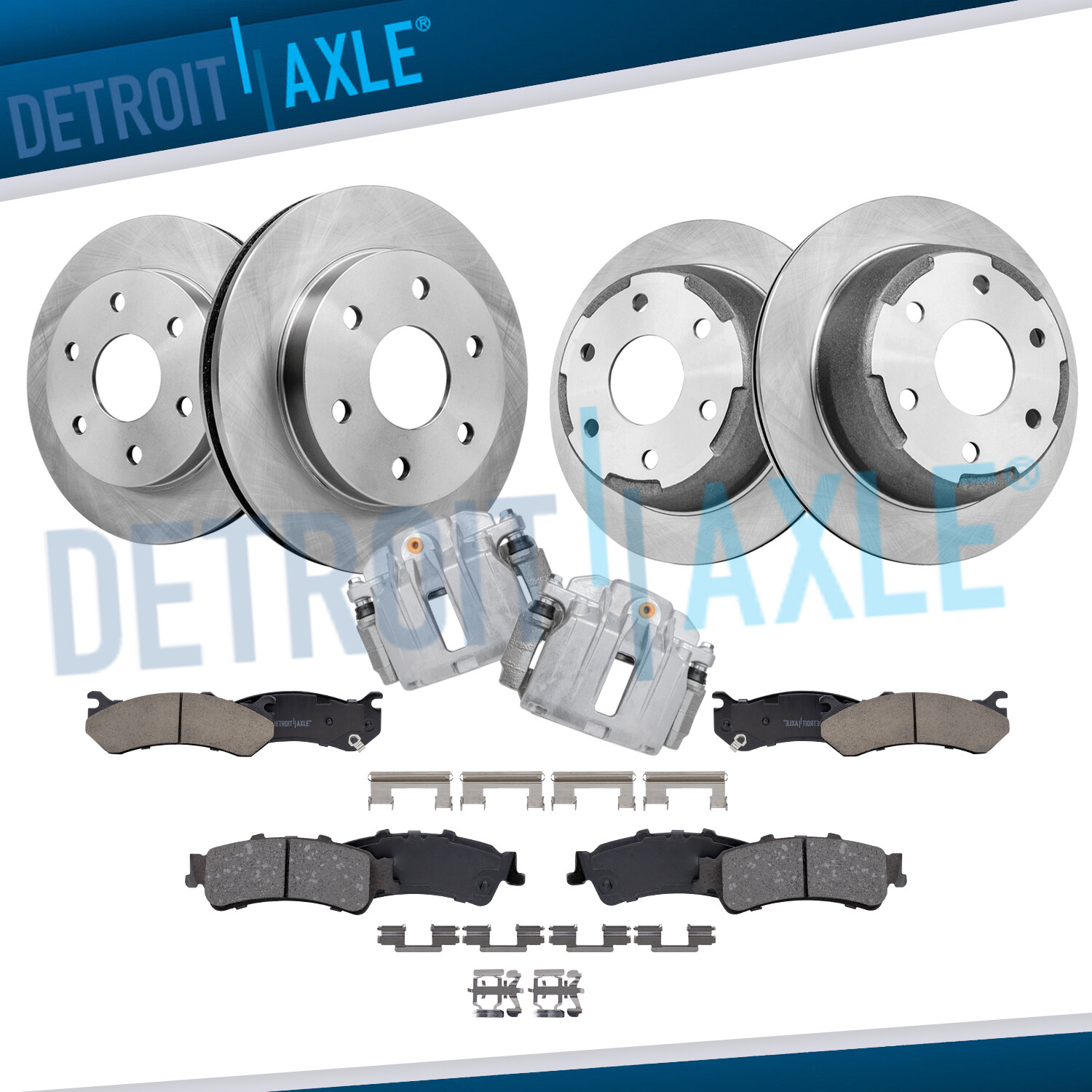 Front Rear Disc Rotors Brake Pads Rear Calipers for Silverado Sierra 1500 Tahoe