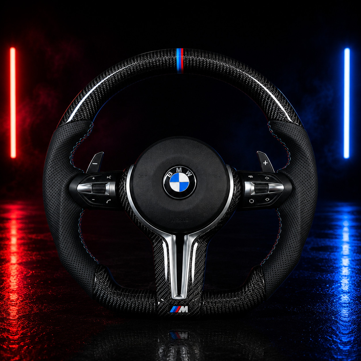 Carbon Fiber Flat Bottom Steering Wheel Perforated Leather for ALL BMW F SERIES