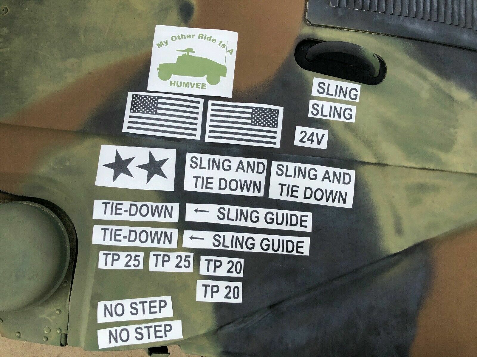 HMMWV HUMVEE EXTERIOR DECAL SET VINYL MATTE BLACK STICKERS GRAPHICS + FLAG M998 HMMWV HUMVEE EXTERIOR DECAL SET VINYL MATTE BLACK STICKERS GRAPHICS + FLAG M998