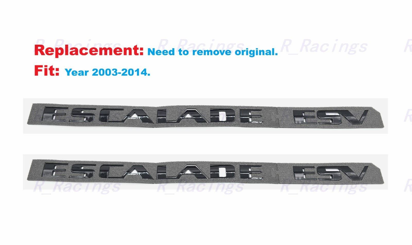 Replacement 2PCS Gloss Black Side Door Tailgate ESCALADE ESV Emblems 2003-2014