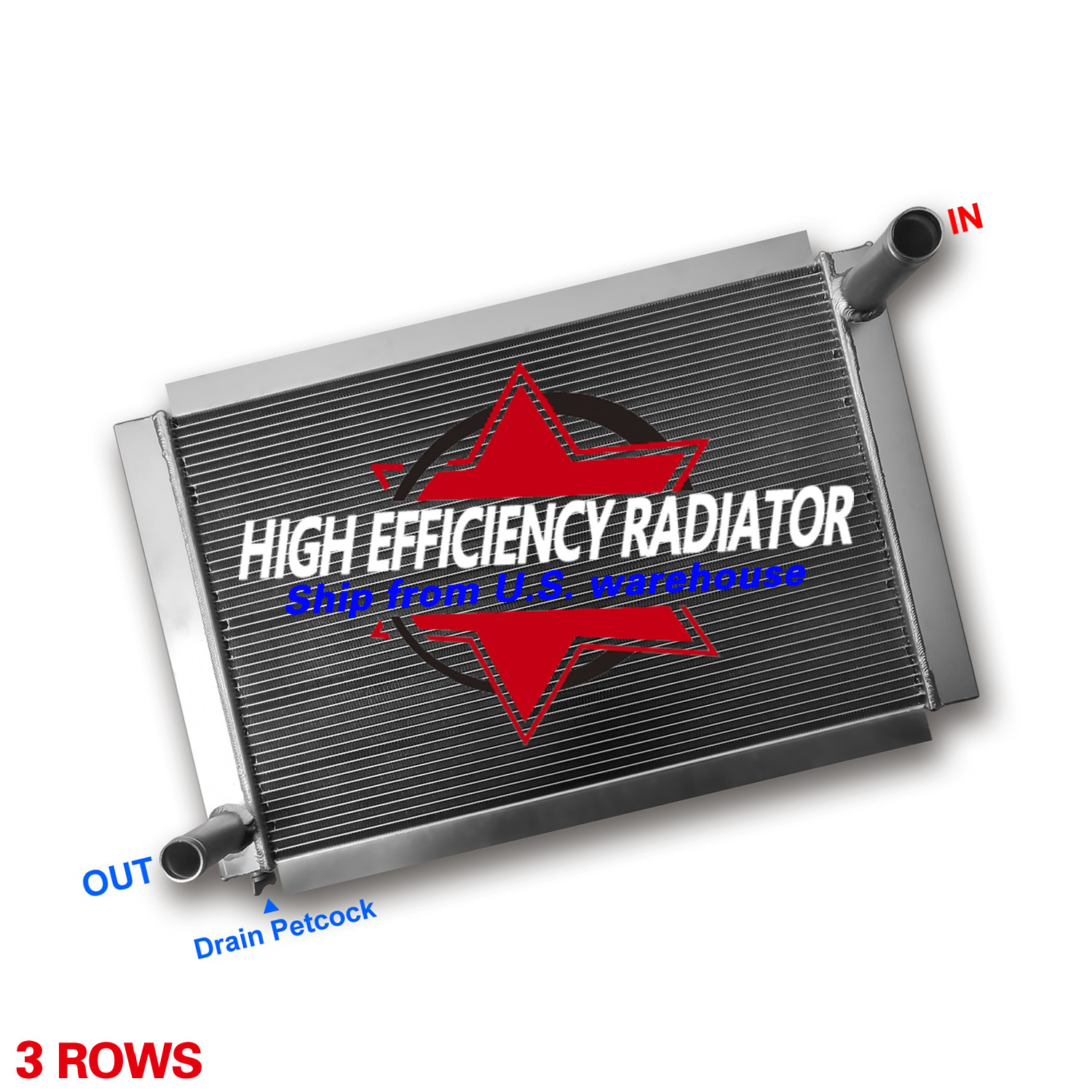 Airboat Radiator Aluminum 3-Rows 31''W x 21''H Overall High Performance HOT