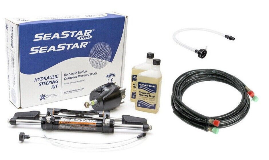 SeaStar HK6400A-3 12ft Hydraulic Outboard Steering Kit HO5112 Hoses Teleflex