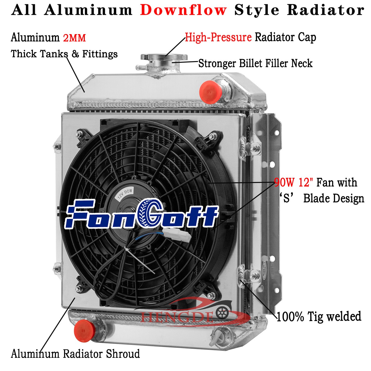 3 Row Aluminum Radiator Shroud Fan Fit 1970-76 1975 Nissan Datsun B110 1200 1.2L