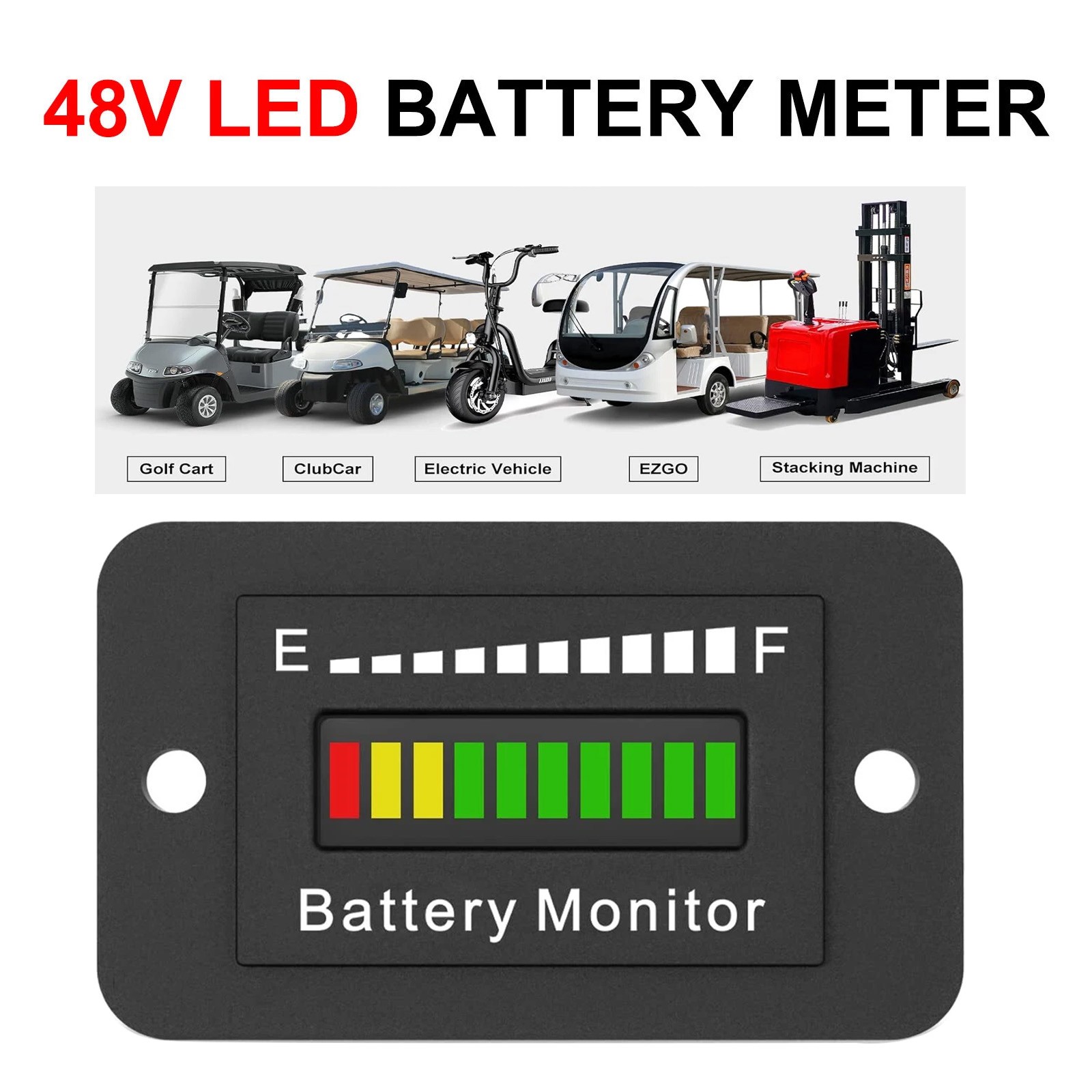 24/36/48V Volt LED Battery Indicator Meter Gauge Fit For Golf Cart Ezgo Club Car