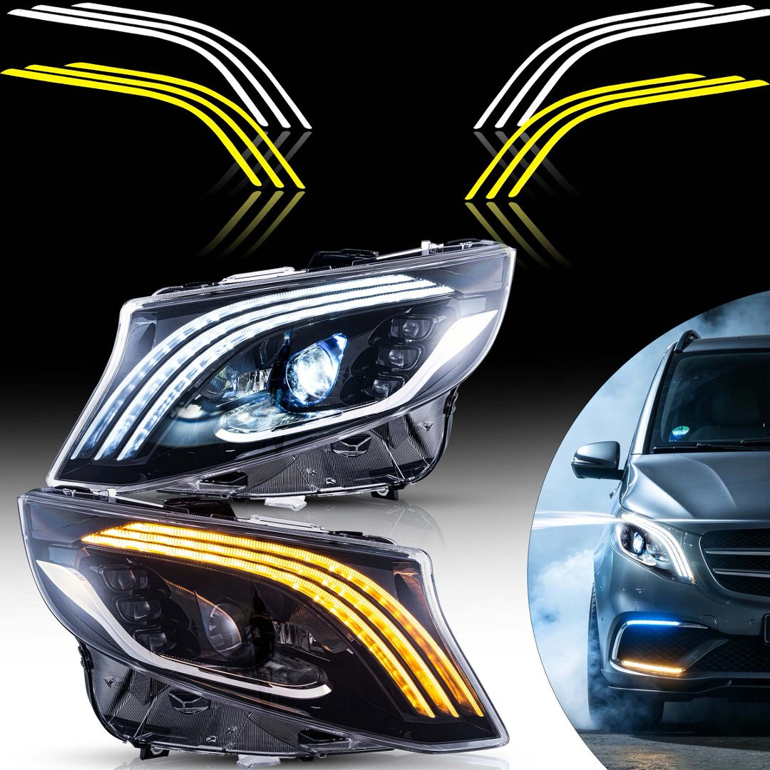 LED Headlights For 2016-2023 Mercedes Benz VITO METRIS with Startup Animation
