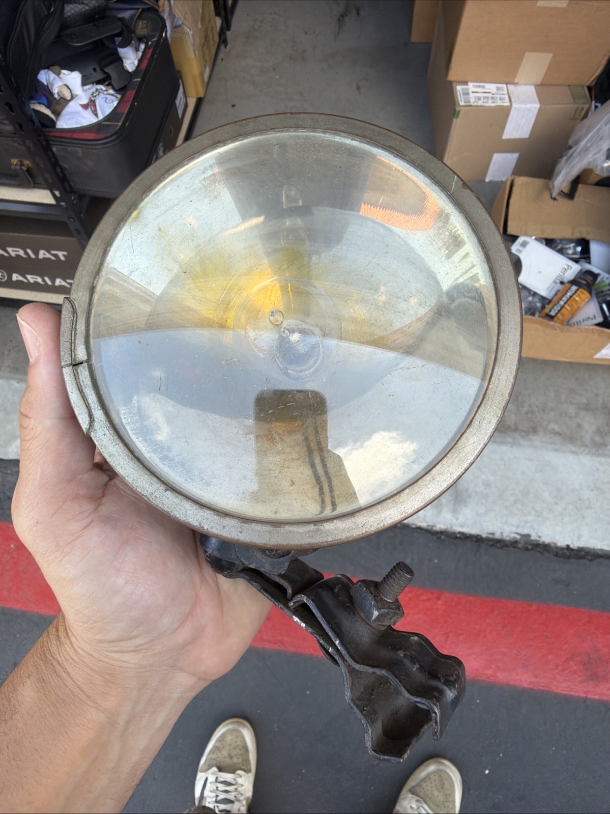 Vintage Antique Side Mount Spotlight With Bracket 1920s 1930s Vintage Antique Side Mount Spotlight With Bracket 1920s 1930s