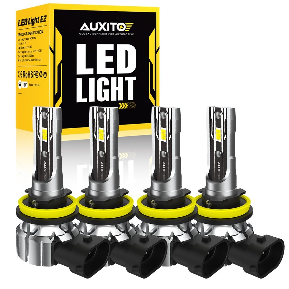 AUXITO 4*H11 LED Headlight Kit High Low Beam 500% Super Bright 6500K White Bulbs
