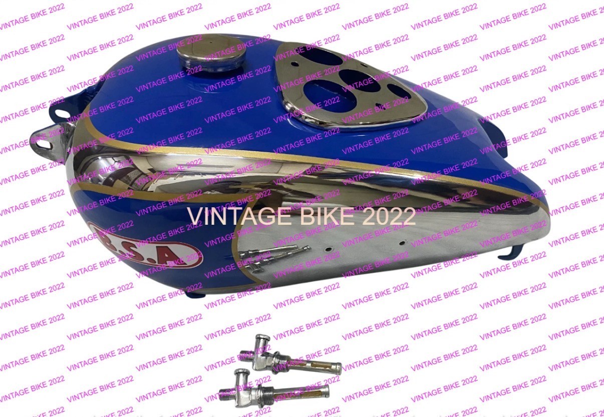 BSA M20 CIVIL MODEL BLUE CHROME STEEL PETROL TANK + Cap Tap /FIT FOR