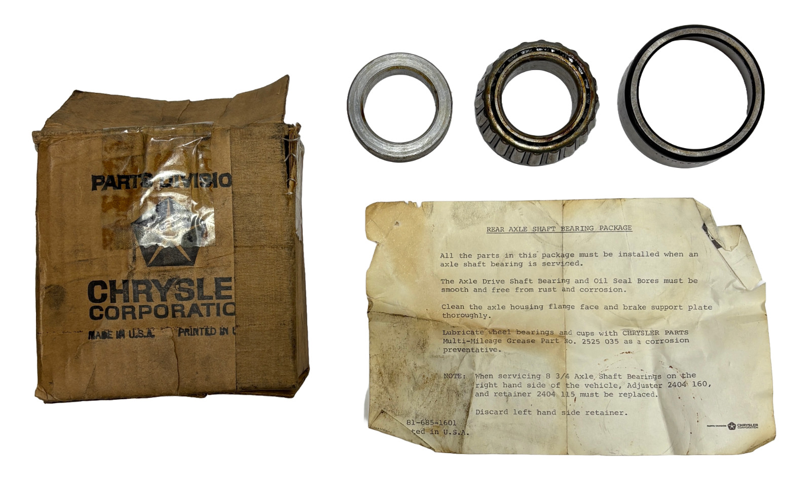 New Old Stock Rear Axle Bearing Partial Package for 1965-74 Mopar #3420094